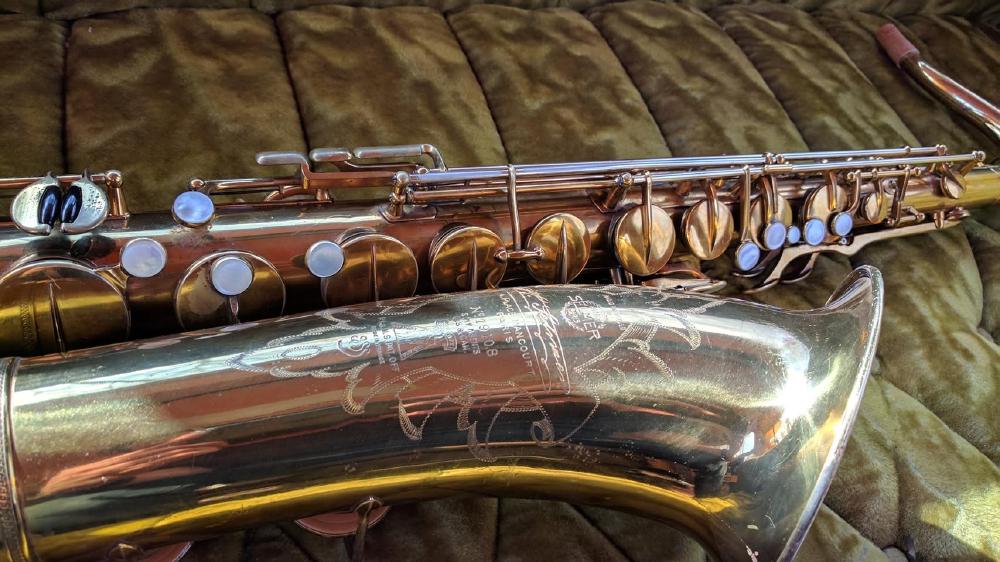 Lightly engraved Selmer Radio Improved tenor.