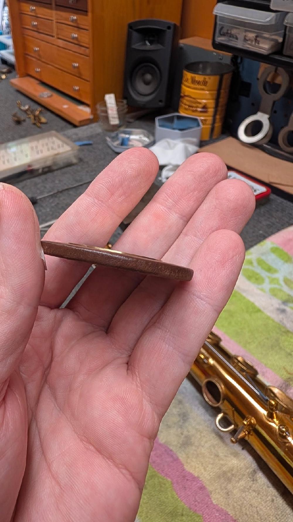 Self-made saxophone pad. Flat!