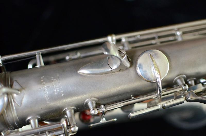 Conn 206,xxxX (?) alto saxophone swivel thumbrest and serial with X stamp.
