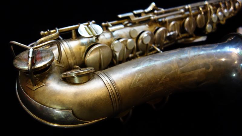 Conn 6M before cleaning and polishing.