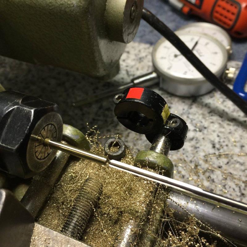 Drilled a rod hole and now reaming to near hinge rod size.
