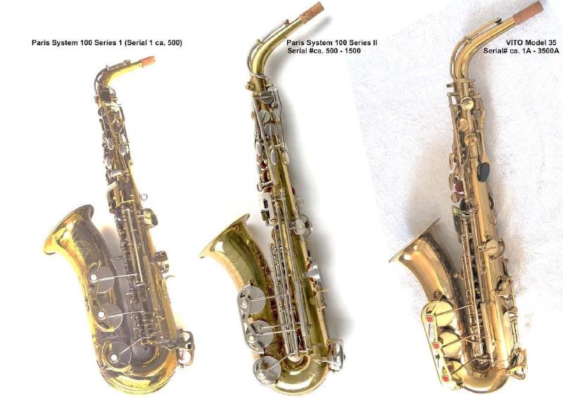 Three generations of Leblanc System altos.