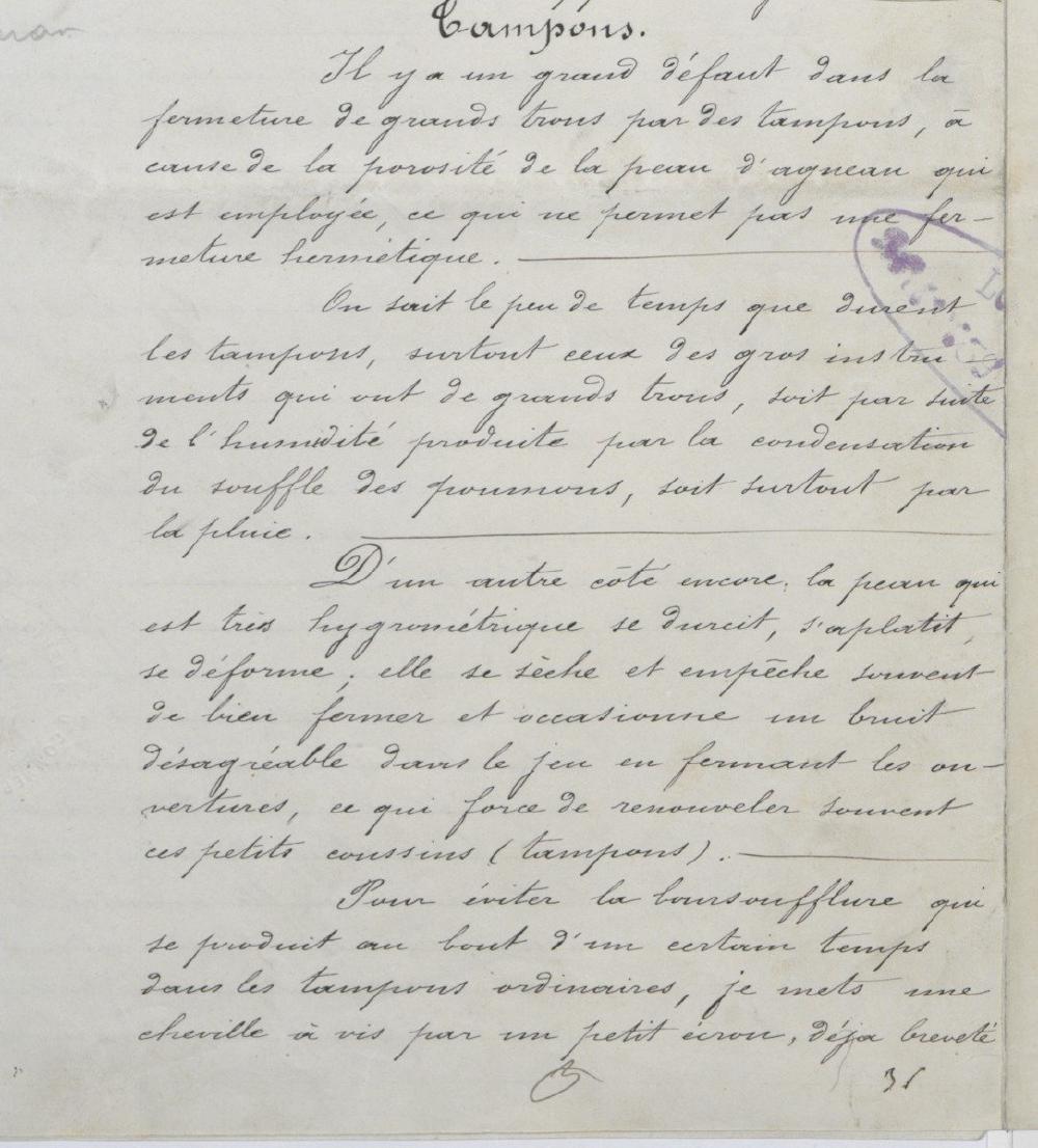 Page 17 of the manuscript: the Tampons (pads) section begins. Page 17 of the manuscript: the Tampons (pads) section begins.